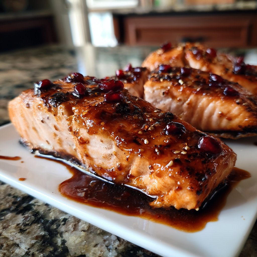 Salmon with Pomegranate Glaze