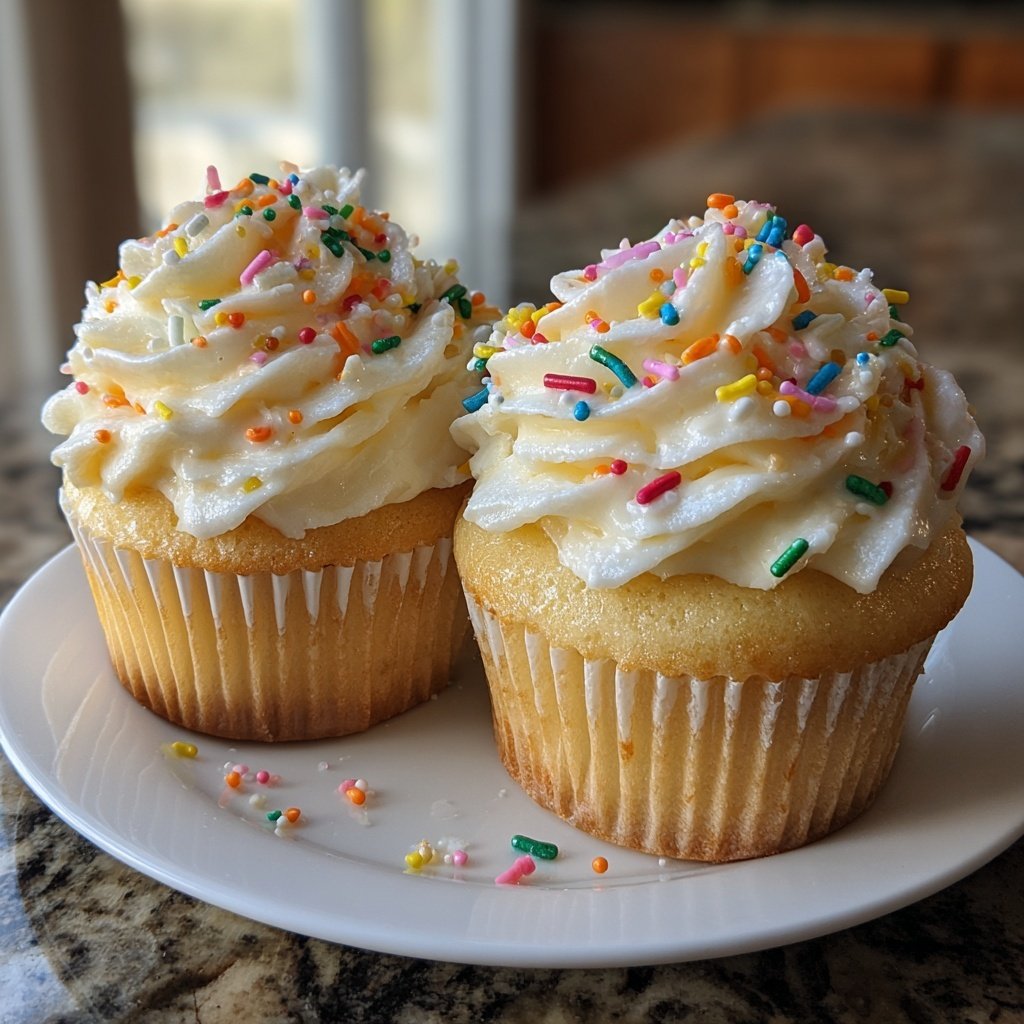 Classic Soft Vanilla Birthday Cupcakes