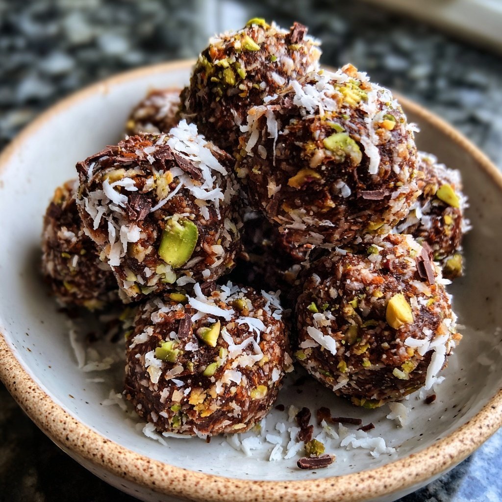 Chocolate Pistachio Coconut Bites