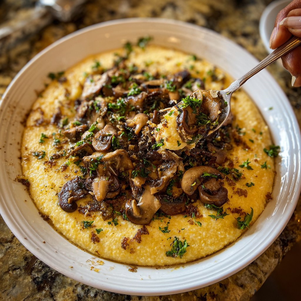 Romantic Parmesan Polenta with Mushrooms