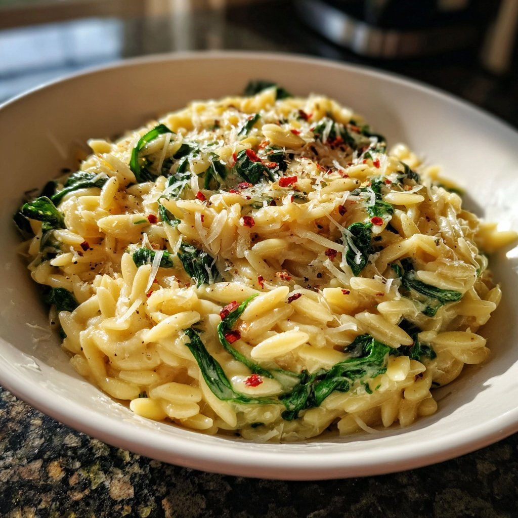 Creamy Spinach Parmesan Orzo