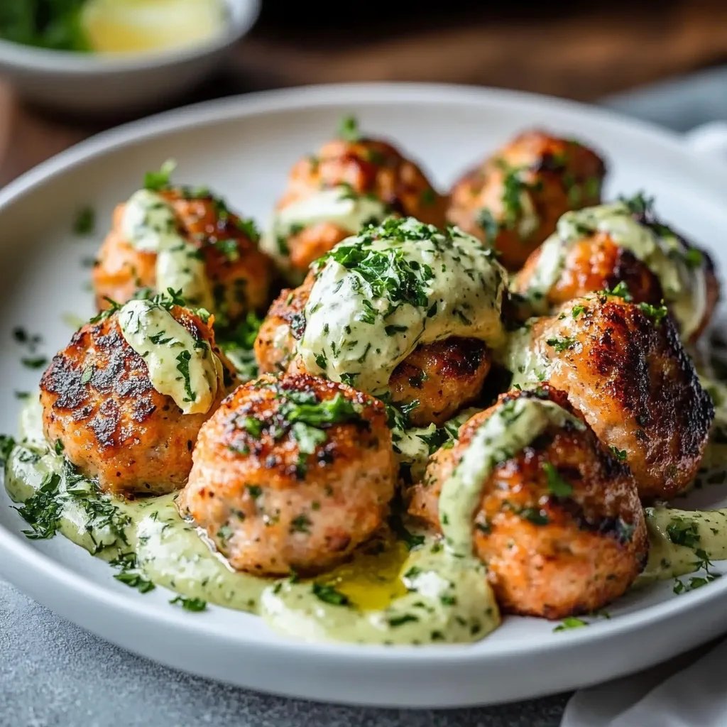 Salmon Meatballs with Creamy Avocado Sauce