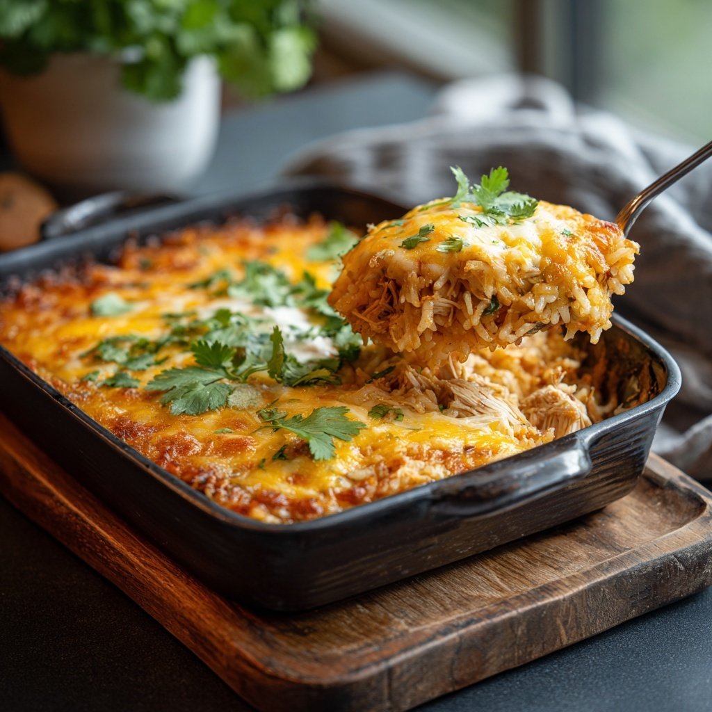 Shredded Chicken Mexican Rice Casserole