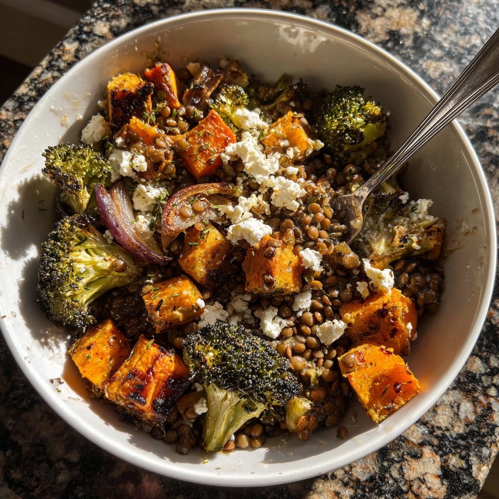 Roasted Veggie Lentil Grain Bowl