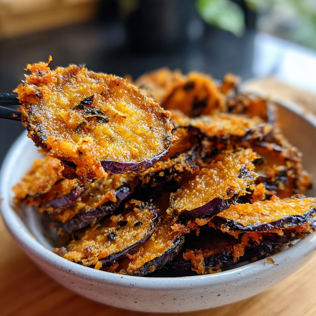 Crispy Eggplant Garlic Chips
