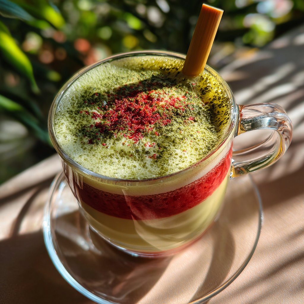 Strawberry Matcha Latte With Coconut Milk