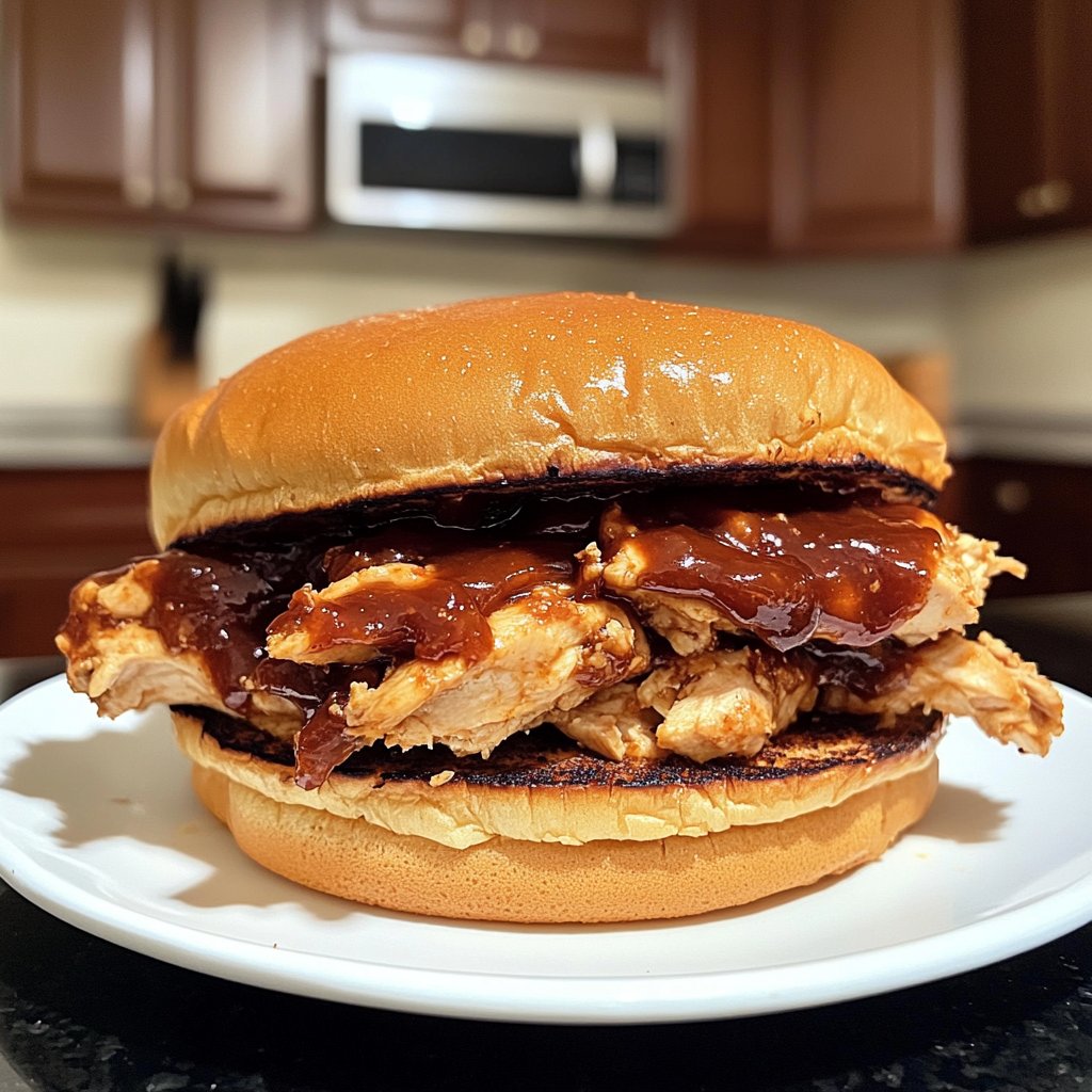 Spicy Crockpot BBQ Chicken Sandwiches