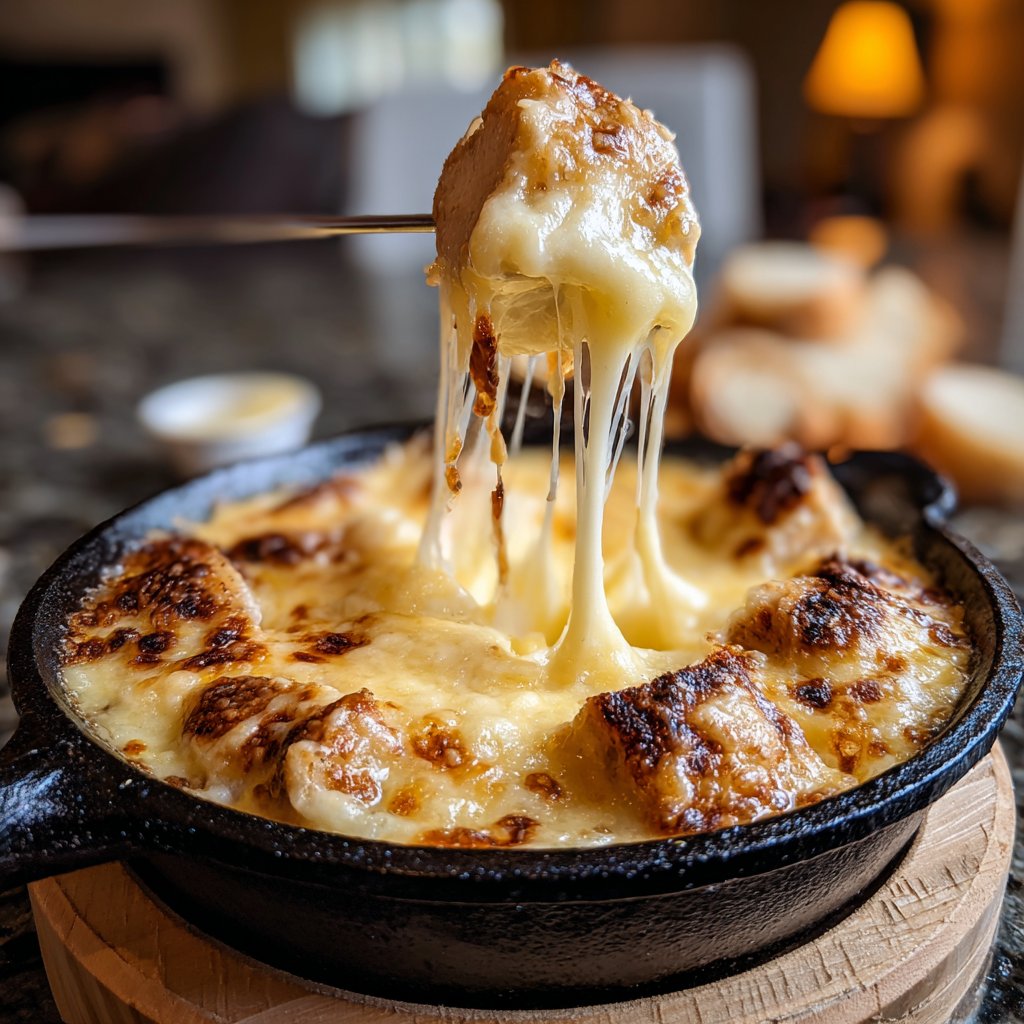 Fondue with Swiss Cheese and Garlic